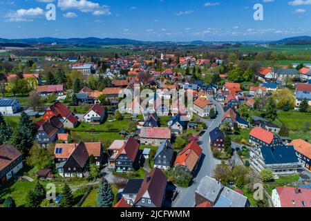 Fachwerkhäuser in Obercunnersdorf: In Sachsen - vor allem in der Oberlausitz - gibt es noch rund 6500 der meist denkmalgeschützten Fachwerkhäuser. Stockfoto