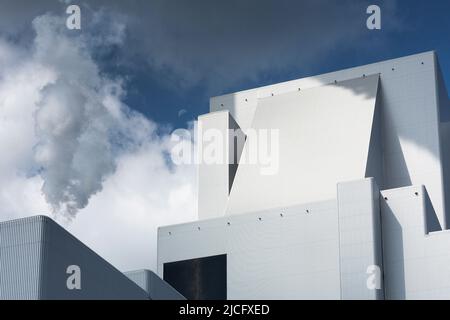 Deutschland, Baden-Württemberg, Rheinradweg, Dampfkraftwerk Karlsruhe Im Rheinhafen Stockfoto