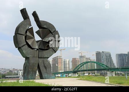 Denkmal an der Sava in Belgrad für die Opfer des Nazi-Genozids im Konzentrationslager Sajmiste Stockfoto
