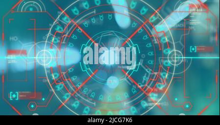 Abbildung des Scannens und der Datenverarbeitung auf der Straße Stockfoto