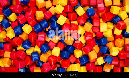 Bunte Würfel Hintergrund 3D Rendering Wallpaper für Banner oder Desktop-Illustration. Stockfoto