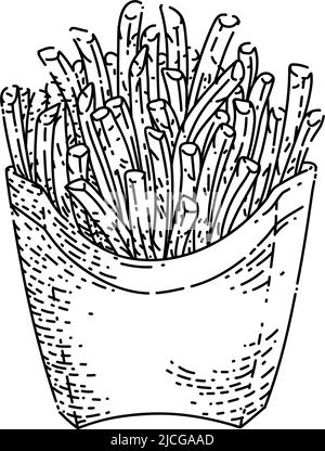 handgezeichneter Vektor für pommes frites-Box Stock Vektor