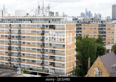 Eine allgemeine Ansicht von Churchill Gardens, einem konzilssiedlung, in Pimlico. Bild aufgenommen am 9.. Juni 2022. © Belinda Jiao jiao.bilin@gmail.com 07598931257 ht Stockfoto