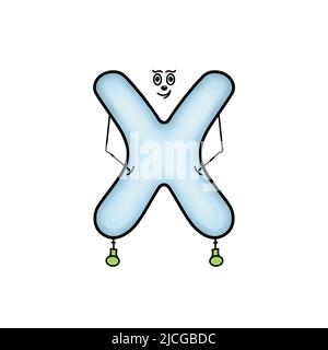 Niedliches buntes englisches Alphabet für Vorschulkinder und Schulkinder. Alphabet Im Cartoon-Stil. Lustige Briefe mit verschiedenen Charakteren. Kindergarten. Stockfoto