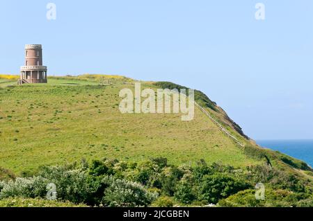 Blick vom South West Coast Path in der Nähe von Kimmeridge Bay, Dorset, England Stockfoto