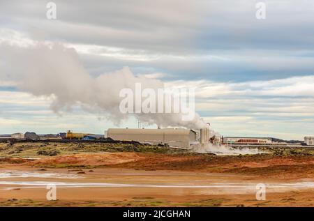 Geothermie-Kraftwerk Gunnuhver Hot Springs Reykjanes Peninsula Island Stockfoto