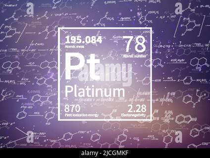 Platin-chemisches Element mit erster Ionisationsenergie, atomarer Masse und Elektronegativität auf wissenschaftlichem Hintergrund Stock Vektor