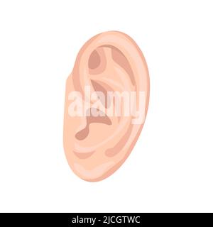 Flachsymbol für das menschliche Ohr. Farblich gefülltes Vektorelement aus der Körperteilesammlung. Creative Human Ear Icon für Webdesign-Projekt, Vorlagen und Infografen Stock Vektor