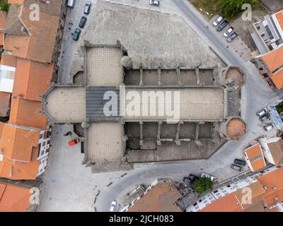 Luftaufnahme der Kathedrale von Guarda - Sé Catedral da Guarda, Portugal, Europa Stockfoto