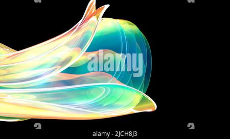 Wave Rainbow Farbe Neon Gradient fließende Kunst bewegen sich schnell auf Schwarz Stockfoto