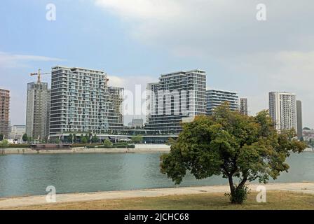 Bau der Belgrade Waterfront Stockfoto