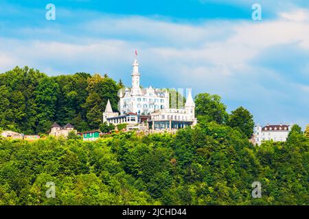 Schloss Hotel Chateau Gutsch ist ein Boutique Hotel in der Stadt Luzern in der Zentralschweiz Stockfoto