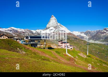 Cable Car Station in der Nähe von Zermatt im Kanton Wallis der Schweiz Stockfoto