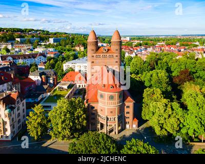 Pauluskirche oder St. Paul Kirche Luftpanorama in Ulm, Deutschland Stockfoto