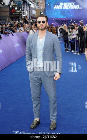 Chris Evans kommt zur britischen Premiere von Lightyear auf dem Cineworld Leicester Square in London. Bilddatum: Montag, 13. Juni 2022. Stockfoto