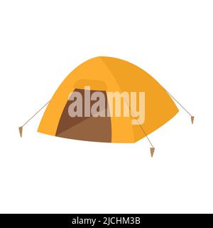 Camping-Zelt. Ausrüstung für Picknicks, Outdoor-Erholung, Reisen, Wandern. Flache Vektorgrafik isoliert auf weißem Hintergrund. Stock Vektor