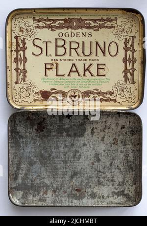 Ogdens St. Bruno Flake Tobacco Zinn Stockfoto