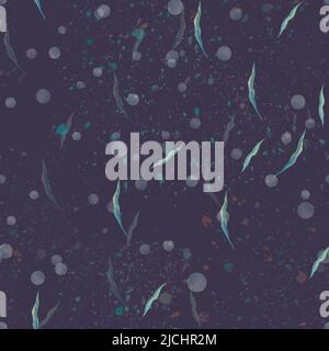 Aquarell Illustration Muster Blasen, Wasser, Meer, Ozean. Einfache, kindliche, sanfte Stoffe Textilien Tapete Papier Hintergrund Stockfoto