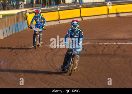 Speedway – Poole Pirates gegen Leicester Lions im Poole Stadium, Poole, Dorset UK im Juni Stockfoto