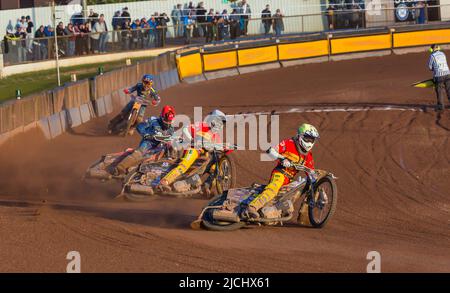 Speedway – Poole Pirates gegen Leicester Lions im Poole Stadium, Poole, Dorset UK im Juni Stockfoto