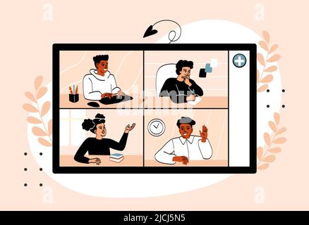 Konzept für Online-Meetings Stock Vektor