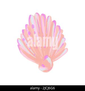 Vektor Meer Schale aus Perlmutt Farbe in Aquarell gemalt. Sommerdarstellung einer Muschel mit einer Perle. Stock Vektor