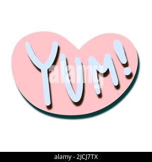 Vektor die Inschrift yum auf einem rosa Herz im Stil von Papier geschnitten. Stock Vektor