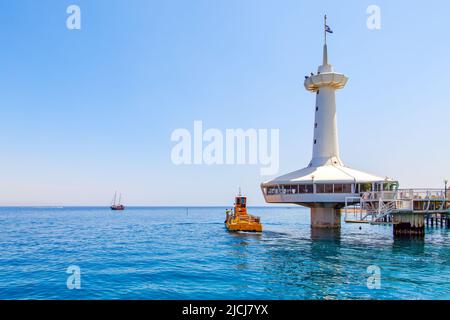 Eilat, Israel - 22. Mai 2009: Turm des Coral World Underwater Observatory in Eilat Stockfoto