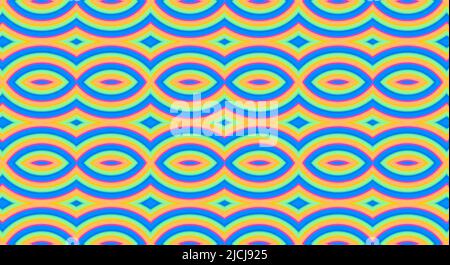 Wiederholbare Muster vesica piscis Linsenformen - mehrfarbige Hintergrunddarstellung. Stockfoto
