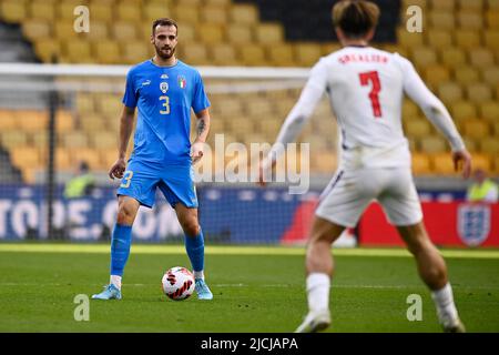 Foto LaPresse - Fabio Ferrari11 Giugno 2022 Wolverhampton, Regno Uneto Sport Calcio Inghilterra vs Italia - UEFA Nations League - Gruppo C Giornata 3/6 - Stadio Molineux. Nella foto:Leonardo Spinazzola(Italien) Photo LaPresse - Fabio Ferrari Juni, 11 2022 Wolverhampton, Vereinigtes Königreich Sportfußball England vs Italien - UEFA Nations League - Gruppe C 3/6 - Molineux Stadium. Im Bild:Leonardo Spinazzola (Italien) Stockfoto