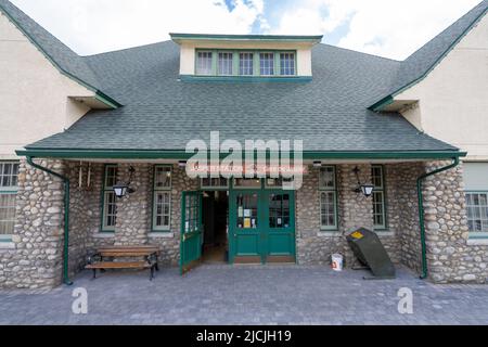 Via Rail Jasper Station. Jasper National Park. Stockfoto