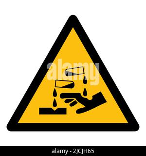 Vorsicht vor korrosivem Substanzsymbol Isolate auf weißem Hintergrund, Vektorgrafik EPS.10 Stock Vektor