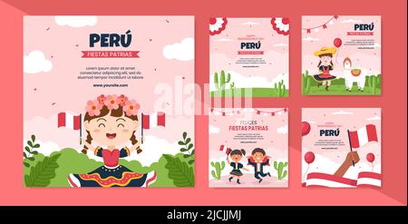 Festa Junina Festival Beitragsvorlage Social Media Flache Cartoon Hintergrund Vektor Illustration Stock Vektor