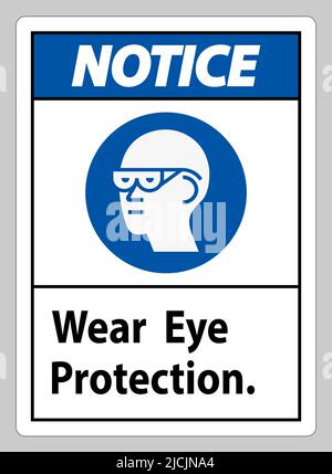 Hinweisschild Augenschutz auf weißem Hintergrund tragen Stock Vektor