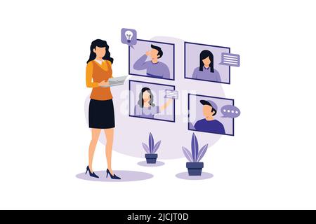Online-Konferenz Illustration exklusive Design-Inspiration Stock Vektor