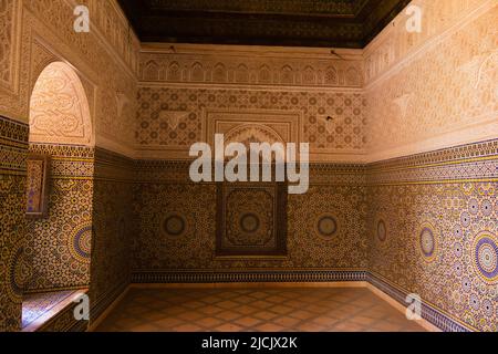 TELOUET, MAROKKO - 22. NOVEMBER 2018 Renovierungsarbeiten am Palast abgeschlossen Stockfoto