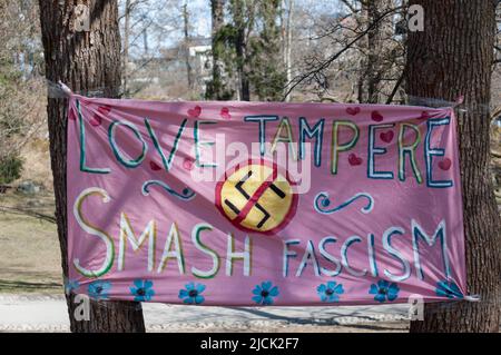 Keine Nazis auf den Straßen von Tampere Stockfoto