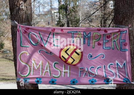 Keine Nazis auf den Straßen von Tampere Stockfoto