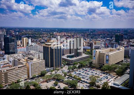 Nairobi Capital City County Straßen Stadtansichten Skyline Wolkenkratzer Moderne Gebäude Landschaften Architektur Strukturen Wahrzeichen Türme Reisen Outdoor Stockfoto