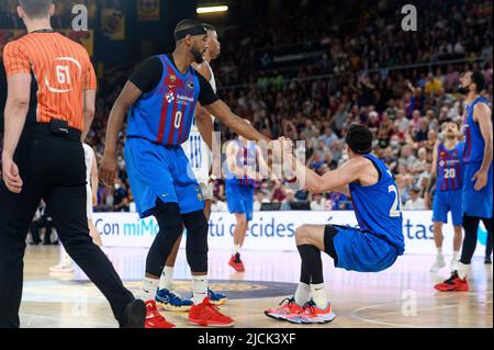 Barcelona, Spanien. 13/06/2022, Brandon Davies des FC Barcelona während der Liga Endesa Play Off finales Spiel zwischen dem FC Barcelona und Real Madrid im Palau Blaugrana in Barcelona, Spanien. Stockfoto