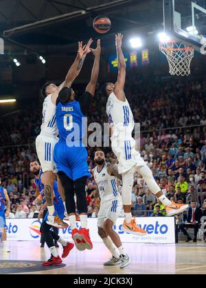 Barcelona, Spanien. 13/06/2022, Brandon Davies des FC Barcelona während der Liga Endesa Play Off finales Spiel zwischen dem FC Barcelona und Real Madrid im Palau Blaugrana in Barcelona, Spanien. Stockfoto