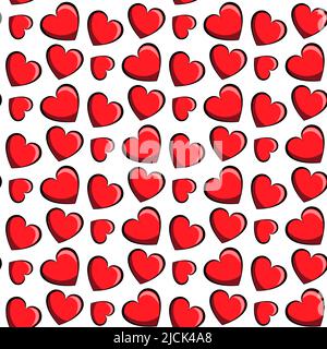 Rote Herzen nahtloses Muster. Vektor-Illustration nahtloses Muster. Flaches Design Stock Vektor
