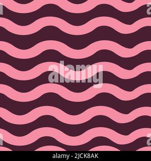 Nahtloses Vektormuster mit rosa und violetten Linien. Einfacher gewellter Pinselstrich-Hintergrund. Girly dekoratives Tapetendesign. Gestreifte Mode-Textilien. Stock Vektor