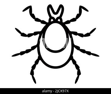 Symbol einer enzephalitischen Zecke, die im Wald lebt. Gefährliches Insekt. Flache Vektordarstellung. Stock Vektor