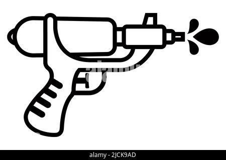 Black Icon Kinder Wasserpistole für Kinder Unterhaltung. Flache Vektor-Illustration. Stock Vektor