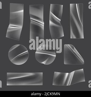 Geometrische Aufkleber. Klebrige Etiketten verschiedene geometrische Formen transparente dezente Vektor-Hochglanzvorlagen Stock Vektor