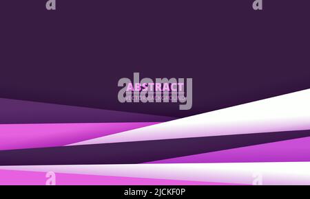 3D abstrakter Hintergrund mit violetten dunkelvioletten und weißen Papierschichten. Elegante farbige moderne Design-Illustration für Cover, Banner, Website, Seite Stock Vektor