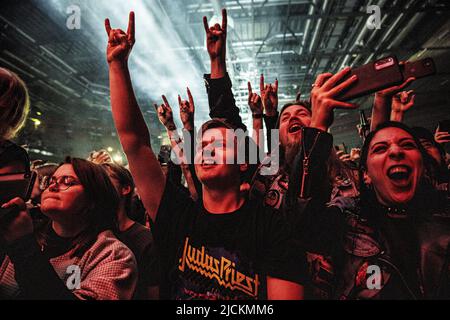 Judas Priest auf der Bühne in der Saab Arena in Linkoping, Schweden, 12. Juni 2022. Foto: Carolina Byrmo / Aftonbladet / TT-Code 2512 Stockfoto