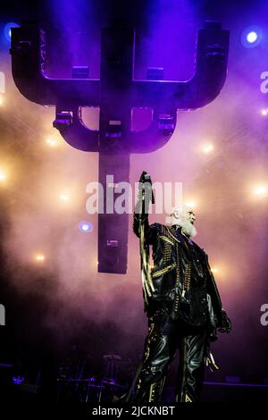 Judas Priest auf der Bühne in der Saab Arena in Linkoping, Schweden, 12. Juni 2022. Foto: Carolina Byrmo / Aftonbladet / TT-Code 2512 Stockfoto