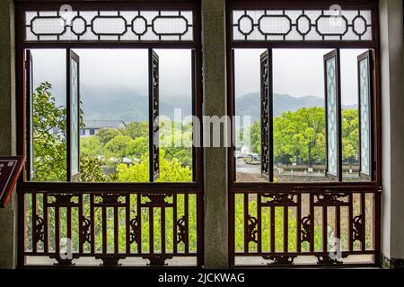 Das Fenster des ningbou xikou fenghua Bezirks, Zhejiang Provinz, Chiangs ehemalige Residenz IT Stockfoto